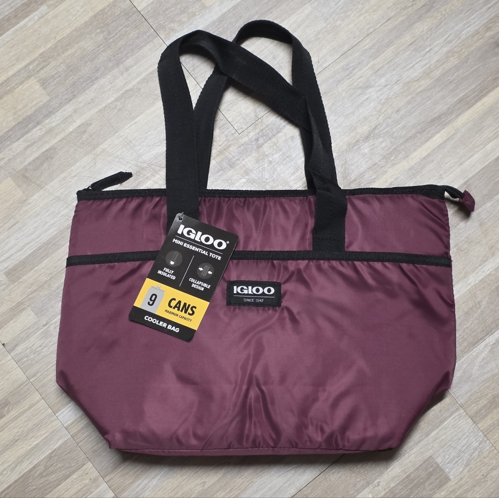 🇬🇪🔸️NWT Igloo Burgundy Soft Side Insulated Mini Cooler Essential Tote